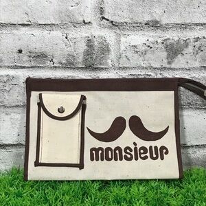 Vintage Monsieur Moustache Toiletry Travel Bag